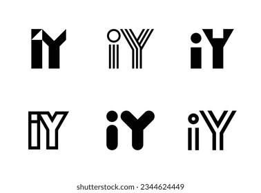 Set of letter IY logos. Abstract logos collection with letters. Geometrical abstract logos
