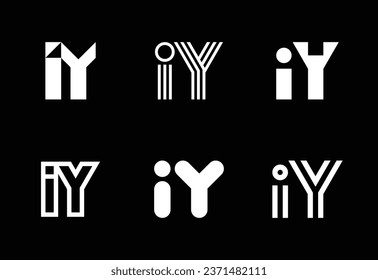 Set of letter IY logos. Abstract logos collection with letters. Geometrical abstract logos