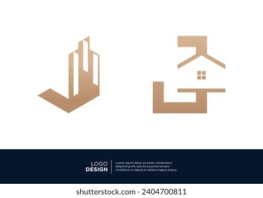 Conjunto de letras J diseños de logotipo inmobiliario.