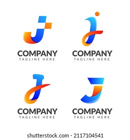 Set of letter J logo collection with colorful concept for  business