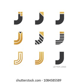 Set of letter J logo design 