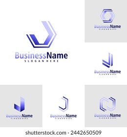Set of Letter J logo design vector. Creative Initial J logo concepts template