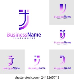 Set of Letter J logo design vector. Creative Initial J logo concepts template