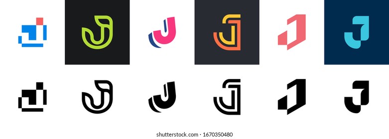 Conjunto de letras J logo. Diseño de iconos. Elementos de plantilla - Colección de signos vectoriales