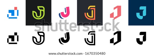 Set Letter J Logo Icon Design Stock Vector Royalty Free