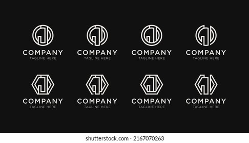 Conjunto de letras J monograma conjunto de diseño del logotipo. El logotipo puede utilizarse para cualquier empresa.
