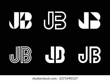 Set of letter JB logos. Abstract logos collection with letters. Geometrical abstract logos