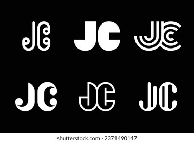 Conjunto de logotipos JC de letras. Resumen de colección de logotipos con letras. Logotipos geométricos abstractos