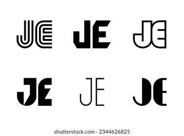 Set of letter JE logos. Abstract logos collection with letters. Geometrical abstract logos