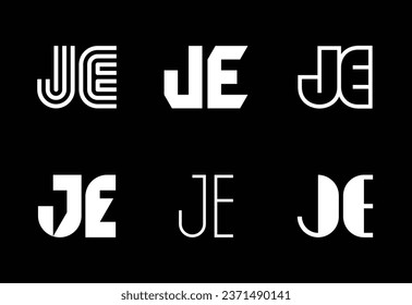 Set of letter JE logos. Abstract logos collection with letters. Geometrical abstract logos