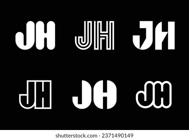 Conjunto de logotipos JH de letras. Resumen de colección de logotipos con letras. Logotipos geométricos abstractos
