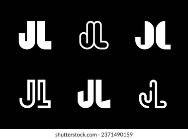 Conjunto de logotipos JL de letras. Resumen de colección de logotipos con letras. Logotipos geométricos abstractos