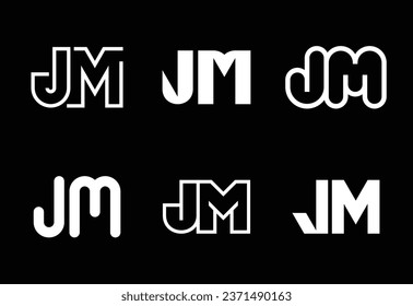 Set of letter JM logos. Abstract logos collection with letters. Geometrical abstract logos