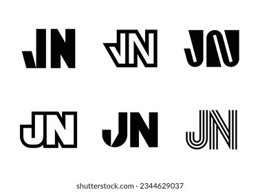 Set of letter JN logos. Abstract logos collection with letters. Geometrical abstract logos