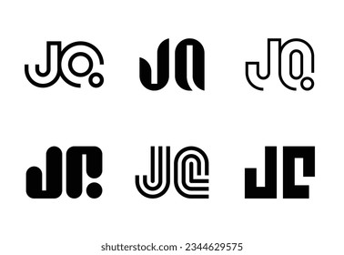 Conjunto de logotipos JQ de letras. Resumen de colección de logotipos con letras. Logotipos geométricos abstractos