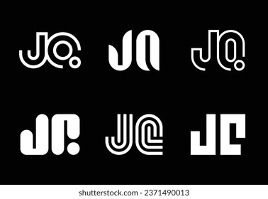 Conjunto de logotipos JQ de letras. Resumen de colección de logotipos con letras. Logotipos geométricos abstractos