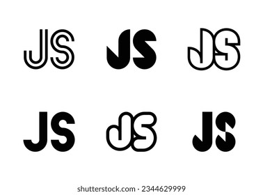 Set of letter JS logos. Abstract logos collection with letters. Geometrical abstract logos