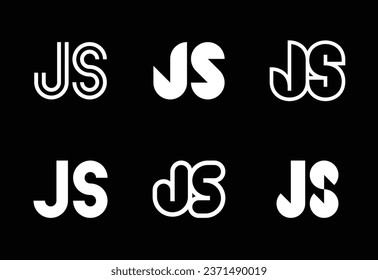 Set of letter JS logos. Abstract logos collection with letters. Geometrical abstract logos