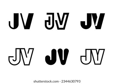 Set of letter JV logos. Abstract logos collection with letters. Geometrical abstract logos