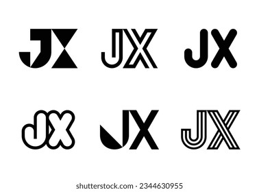 Set of letter JX logos. Abstract logos collection with letters. Geometrical abstract logos