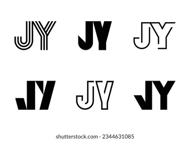 Set of letter JY logos. Abstract logos collection with letters. Geometrical abstract logos