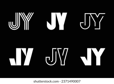 Set of letter JY logos. Abstract logos collection with letters. Geometrical abstract logos