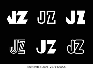 Conjunto de logotipos JZ de letras. Resumen de colección de logotipos con letras. Logotipos geométricos abstractos