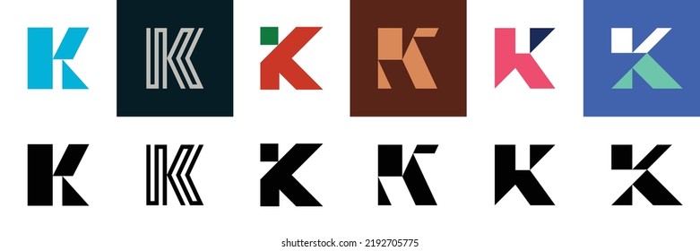 Set of letter K. icon design. template elements. geometric abstract logos