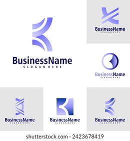 Set of Letter K logo design vector. Creative Initial K logo concepts template