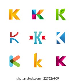 Set of letter K logo icons design template elements. Collection of vector signs. 