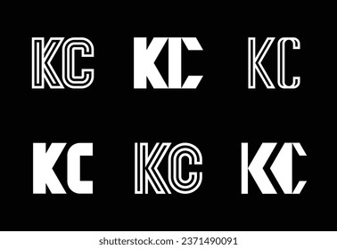 Set of letter KC logos. Abstract logos collection with letters. Geometrical abstract logos