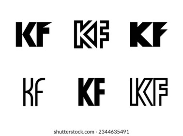 Conjunto de logotipos de KF. Resumen de colección de logotipos con letras. Logotipos geométricos abstractos