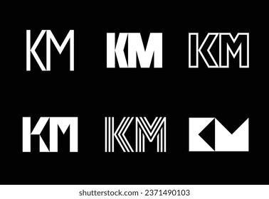 Conjunto de logotipos de KM. Resumen de colección de logotipos con letras. Logotipos geométricos abstractos