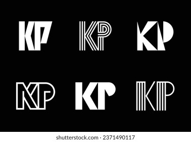 Set of letter KP logos. Abstract logos collection with letters. Geometrical abstract logos