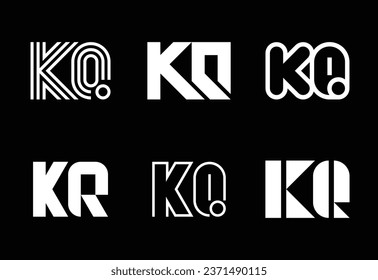 Set of letter KQ logos. Abstract logos collection with letters. Geometrical abstract logos