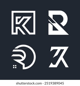 Set of letter KR design idea with modern concept for business