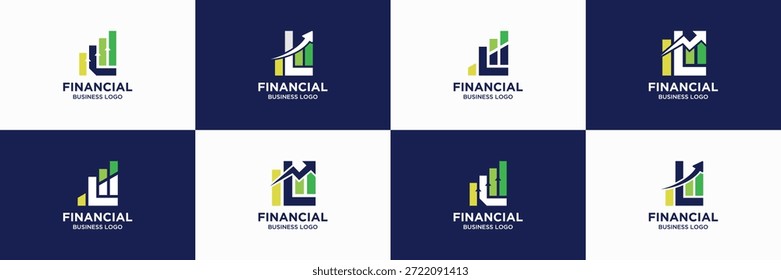 conjunto de letra L desenho do logotipo do gráfico financeiro.
