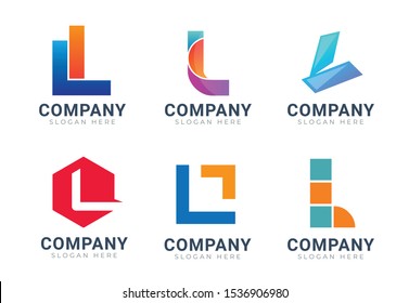 Set of letter L logo icons design template elements. Collection of vector sign symbol