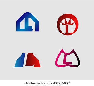 Set of letter L logo icons design template elements. Collection of vector signs.
