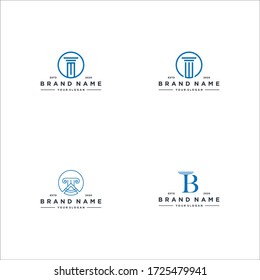 set letter law logo design vector template
