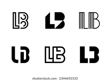Set of letter LB logos. Abstract logos collection with letters. Geometrical abstract logos