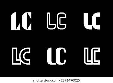 Set of letter LC logos. Abstract logos collection with letters. Geometrical abstract logos
