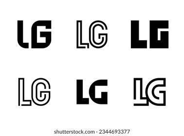 Conjunto de logotipos LG de letras. Resumen de colección de logotipos con letras. Logotipos geométricos abstractos