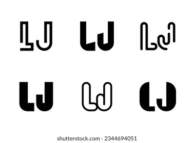 Set of letter LJ logos. Abstract logos collection with letters. Geometrical abstract logos