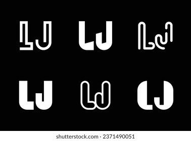 Set of letter LJ logos. Abstract logos collection with letters. Geometrical abstract logos