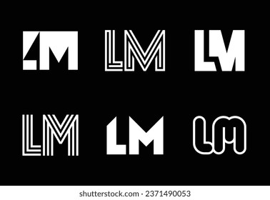 Set of letter LM logos. Abstract logos collection with letters. Geometrical abstract logos