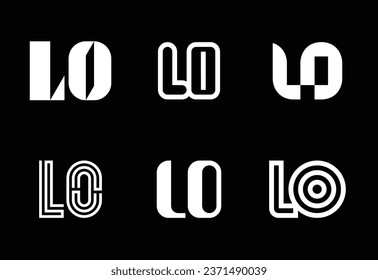 Set of letter LO logos. Abstract logos collection with letters. Geometrical abstract logos