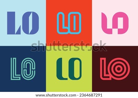 Set of letter LO logos. Abstract logos collection with letters. Geometrical abstract logos