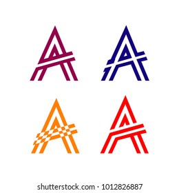 Set letter a logo concept