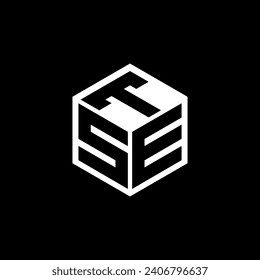 SET letter logo design with black background in illustrator, cube logo, vector logo, modern alphabet font overlap style. calligraphy designs for logo, Poster, Invitation, etc.